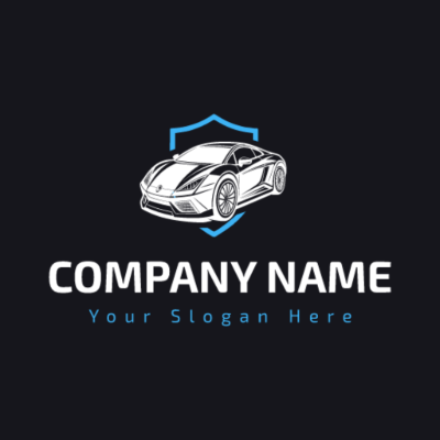 sports car in blue shield logo - Automotive & Vehicle