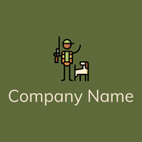 Hunter and dog logo on a green background - Sports