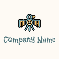 Aztec bird on a Floral White background - Travel & Hotel